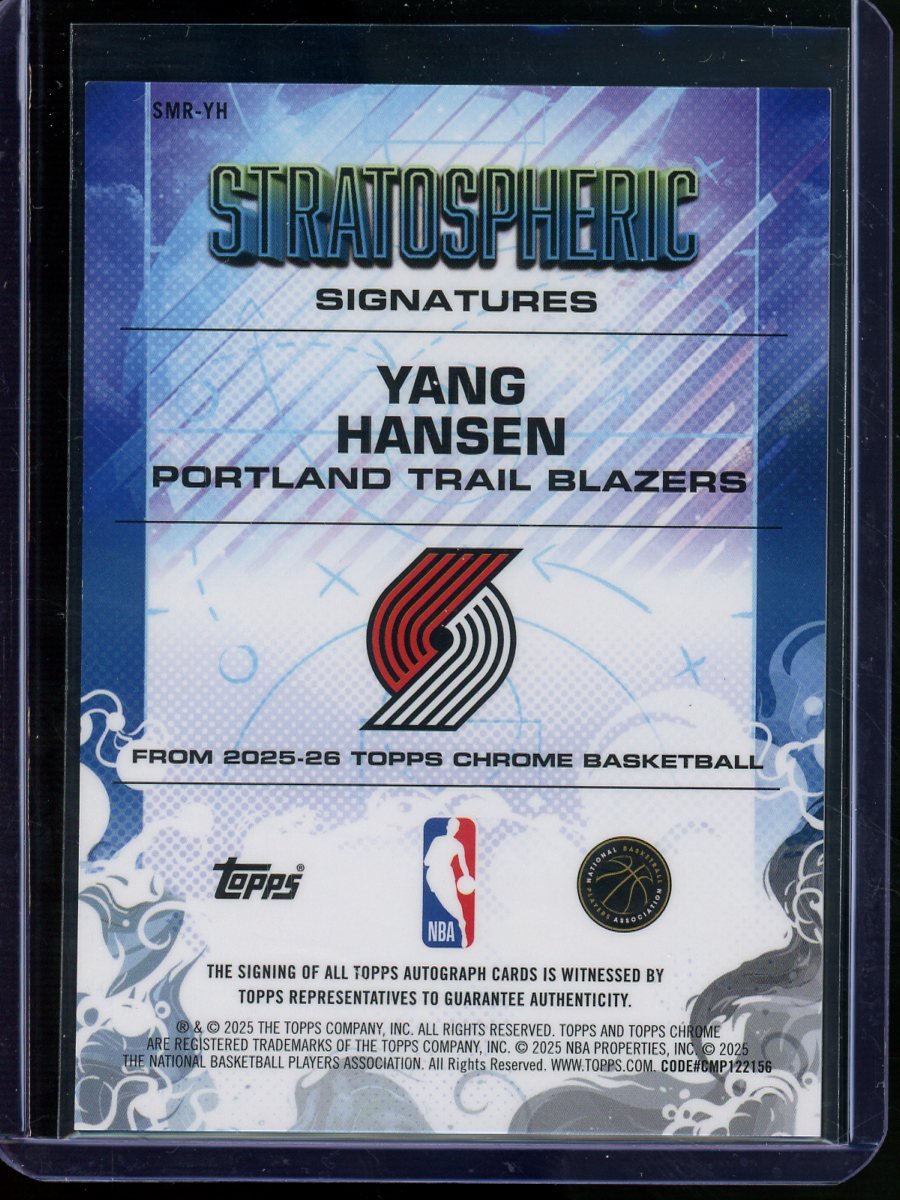 2025 Topps Chrome Yang Hansen Rookie Stratospheric Autograph Gold /50 Trail Blazers - Trading Card Market
