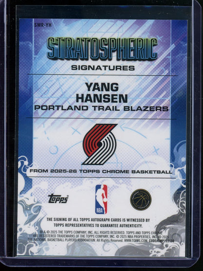 2025 Topps Chrome Yang Hansen Rookie Stratospheric Autograph Gold /50 Trail Blazers - Trading Card Market