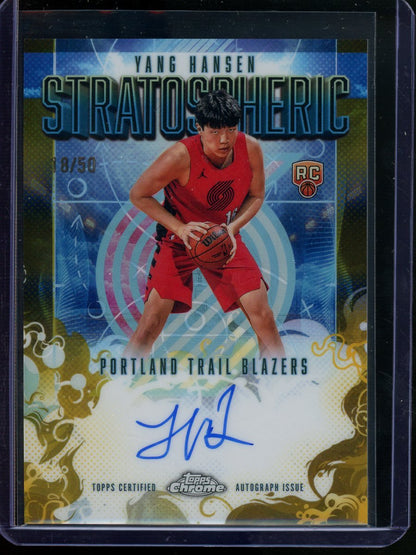 2025 Topps Chrome Yang Hansen Rookie Stratospheric Autograph Gold /50 Trail Blazers - Trading Card Market