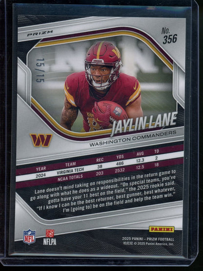 2025 Panini Prizm Jaylin Lane Rookie Purple Shimmer FOTL /15 Commanders - Trading Card Market
