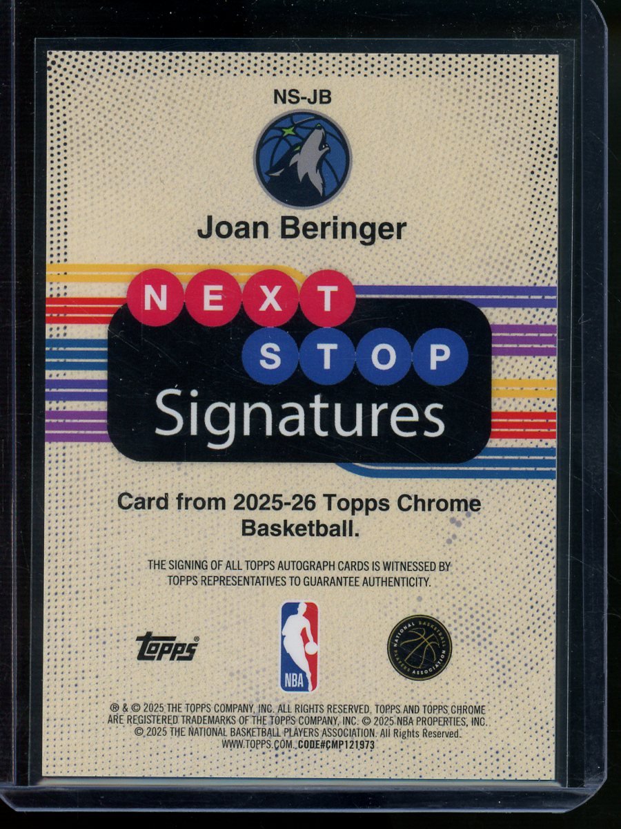 2025 Topps Chrome Joan Beringer Rookie Next Stop Signatures Orange /25 Timberwolves - Trading Card Market