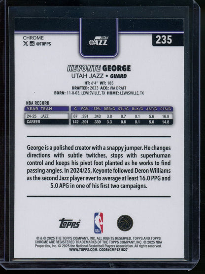 2025 Topps Chrome Keyonte George Teal Basketball Refractor /199 Jazz - Trading Card Market