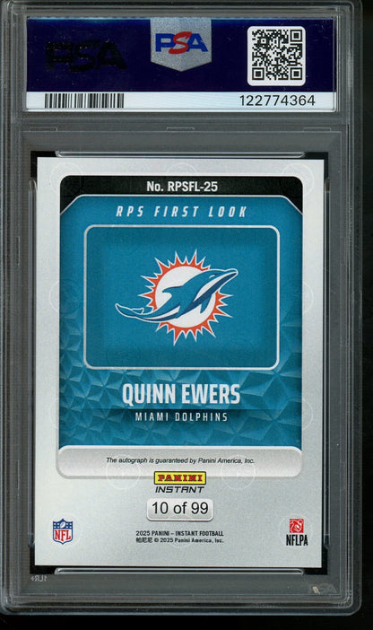 2025 Panini Instant Quinn Ewers Rookie First Look Autograph PSA 10 Dolphins - Trading Card Market