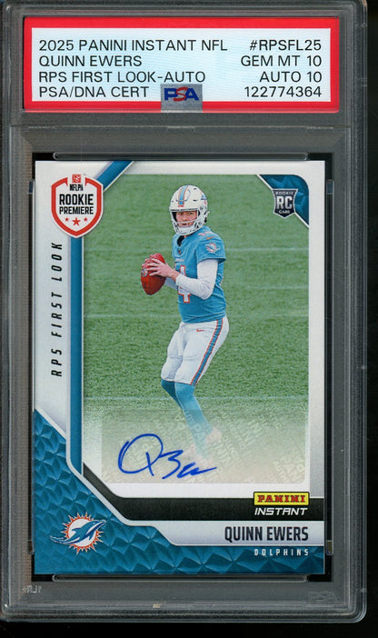 2025 Panini Instant Quinn Ewers Rookie First Look Autograph PSA 10 Dolphins - Trading Card Market
