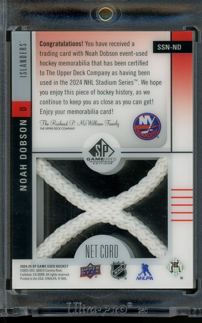 2025 Upper Deck Game Used Noah Dobson Net Cord Stadium Series /35 Islanders - Trading Card Market