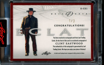 2023 Leaf Decadence Clint Eastwood Eclat Autograph Red /3 - Trading Card Market