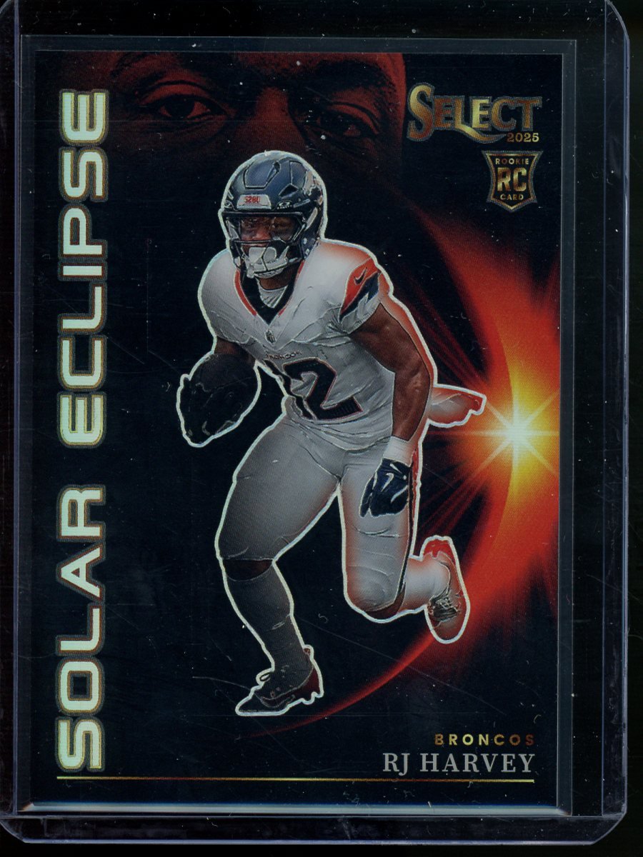 2025 Panini Select RJ Harvey Solar Eclipse Rookie SSP Broncos - Trading Card Market