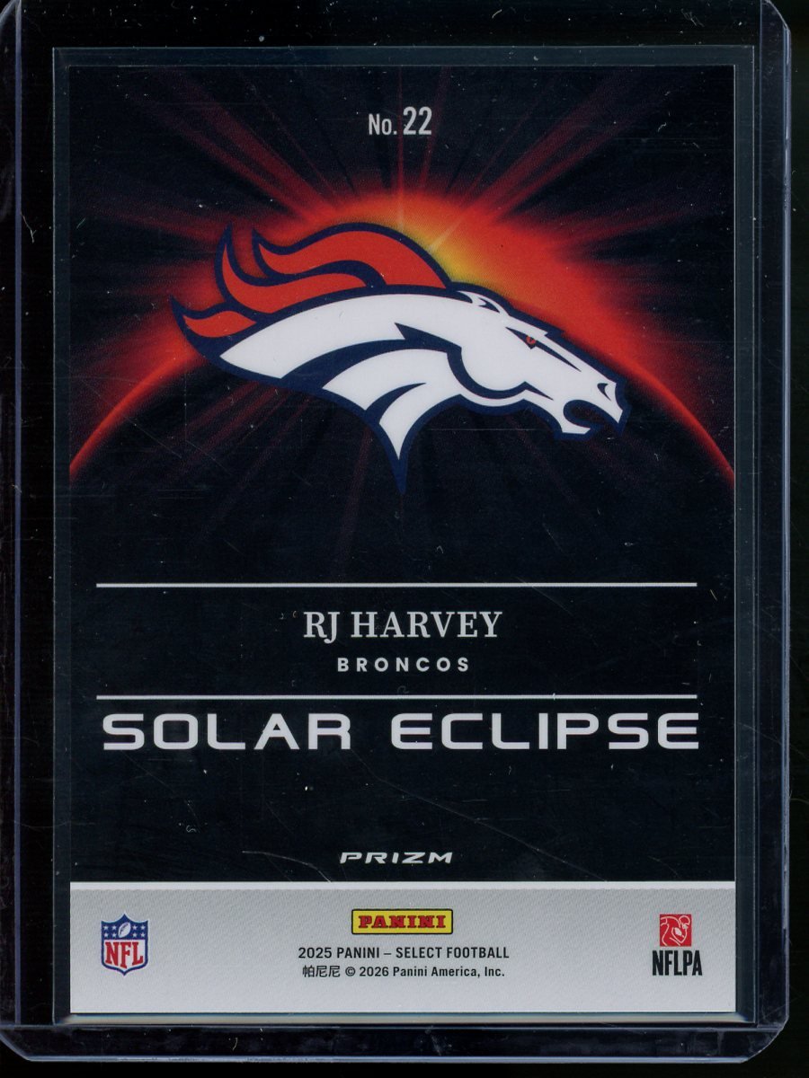 2025 Panini Select RJ Harvey Solar Eclipse Rookie SSP Broncos - Trading Card Market