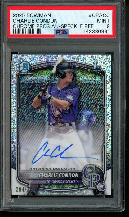 2025 Bowman Chrome Charlie Condon 1st Bowman Speckle Autograph /299 PSA 9 Rockies - Trading Card Market