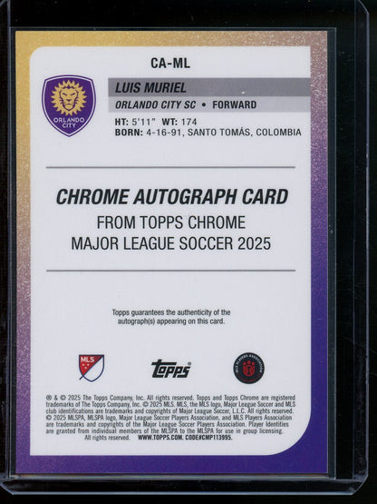 2025 Topps Chrome Luis Muriel Orange Autograph /25 Orlando City - Trading Card Market