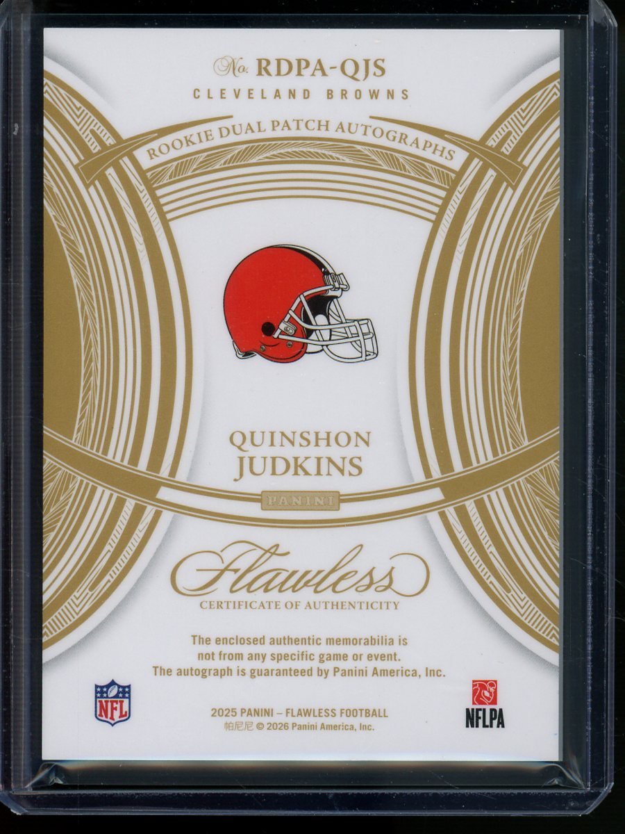 2025 Panini Flawless Quinshon Judkins Honored Ink Rookie Patch Autograph /25 Browns - Trading Card Market