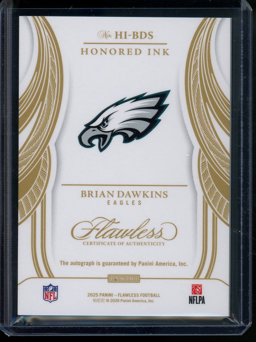 2025 Panini Flawless Brian Dawkins Honored Ink Blue /10 Inscription Eagles - Trading Card Market