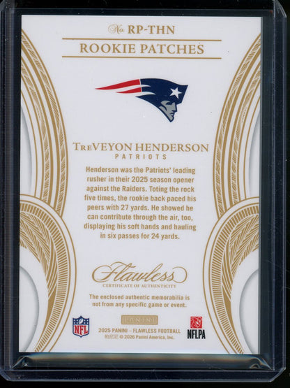 2025 Panini Flawless TreVeyon Henderson Rookie Patches /25 Patriots - Trading Card Market