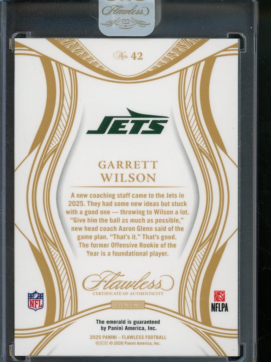 2025 Panini Flawless Garrett Wilson Emerald /5 Jets - Trading Card Market