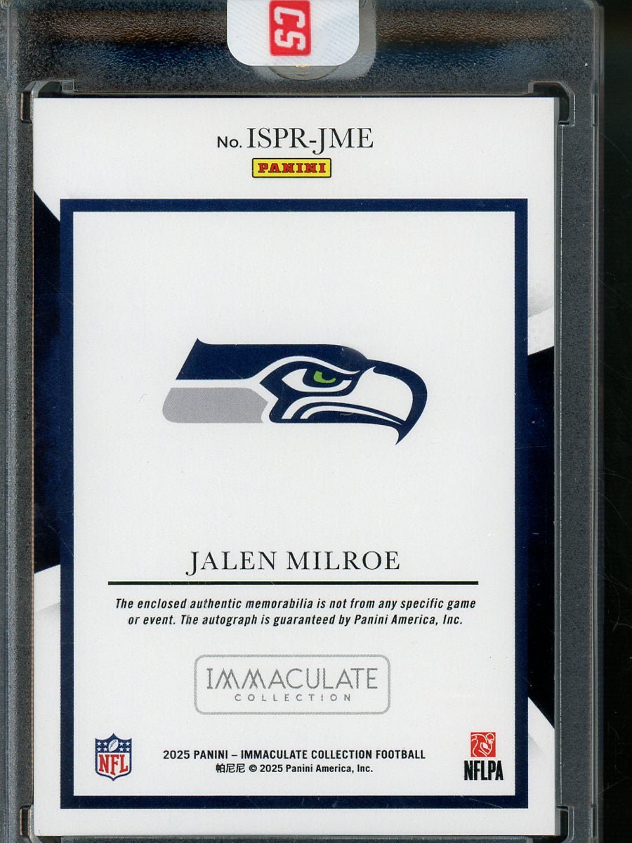 2025 Panini Immaculate Jalen Milroe Rookie Patch Autograph /99 Seahawks - Trading Card Market