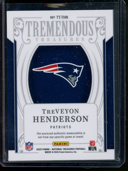 2025 Panini National Treasures TreVeyon Henderson Tremendous Treasures Rookie Patch /99 Patriots - Trading Card Market