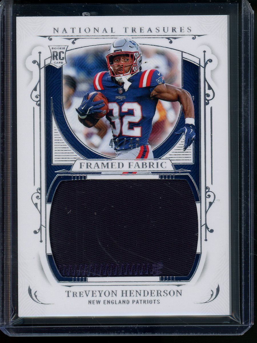 2025 Panini National Treasures TreVeyon Henderson Framed Fabric Rookie /49 Patriots - Trading Card Market