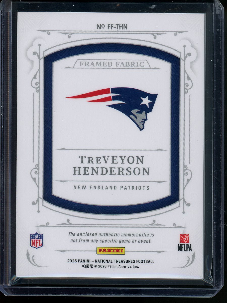 2025 Panini National Treasures TreVeyon Henderson Framed Fabric Rookie /49 Patriots - Trading Card Market