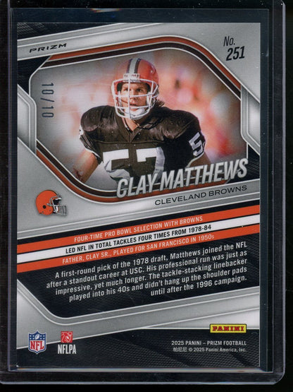 2025 Panini Prizm Clay Matthews Gold Scope /10 Browns - Trading Card Market