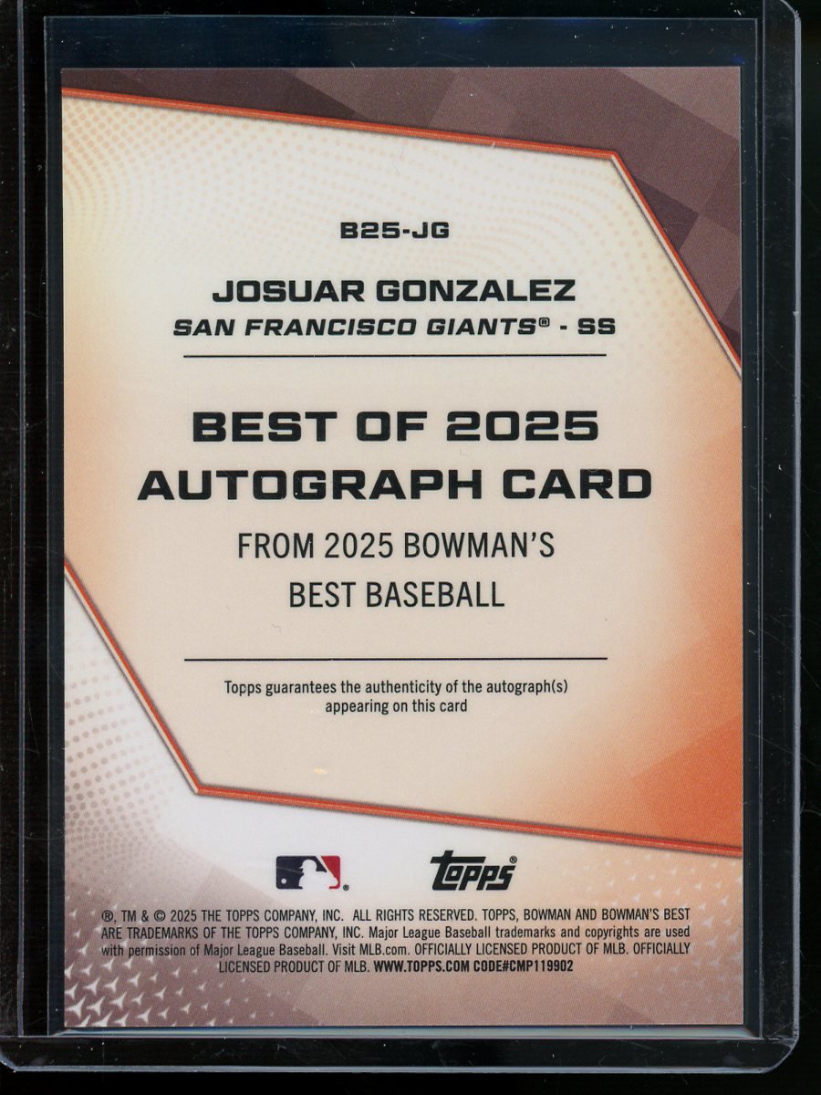 2025 Bowmans Best Josuar Gonzalez Autograph Giants - Trading Card Market