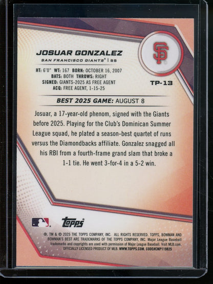 2025 Bowmans Best Josuar Gonzalez Blue /199 Giants - Trading Card Market