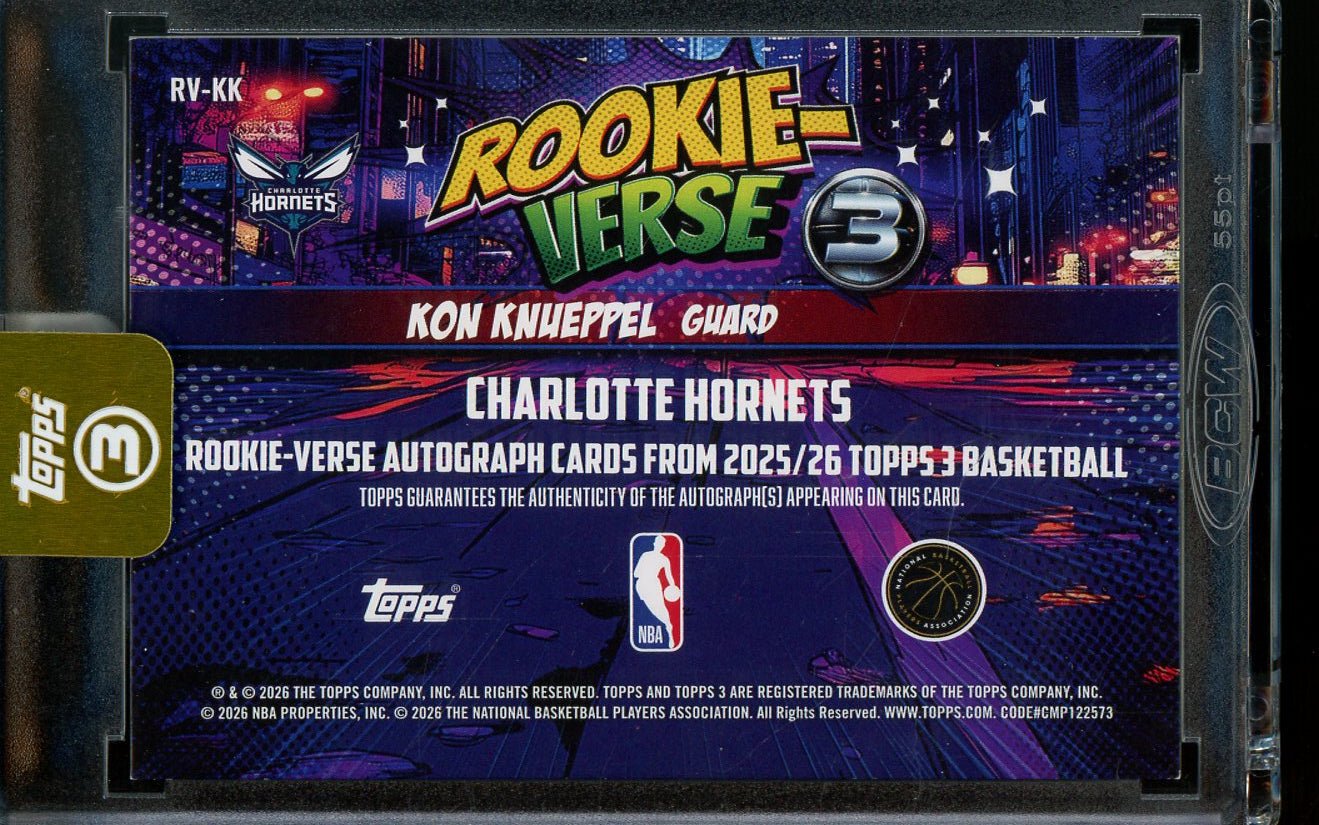 2026 Topps 3 Kon Knueppel Rookie - Verse Autograph /15 Charlotte Hornets - Trading Card Market