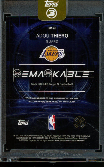 2026 Topps 3 Adou Thiero Remarkable Rookie Autograph /49 Lakers - Trading Card Market