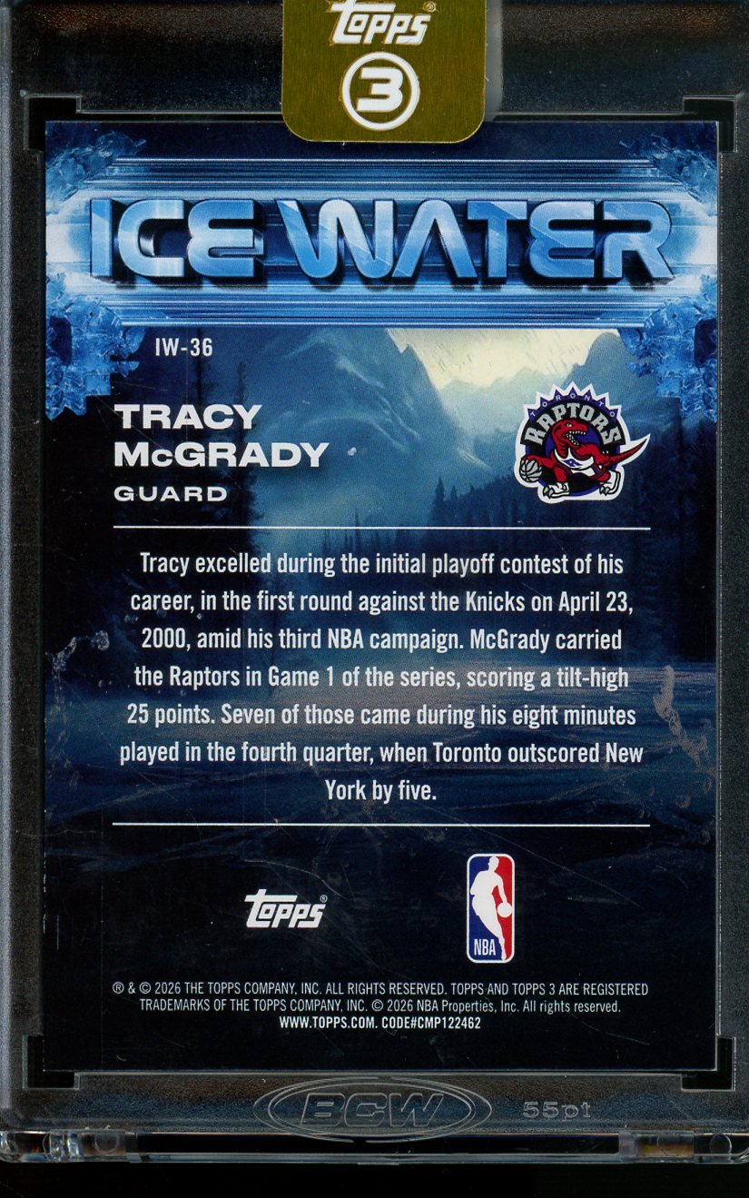 2026 Topps 3 Tracy McGrady Ice Water /25 Raptors - Trading Card Market