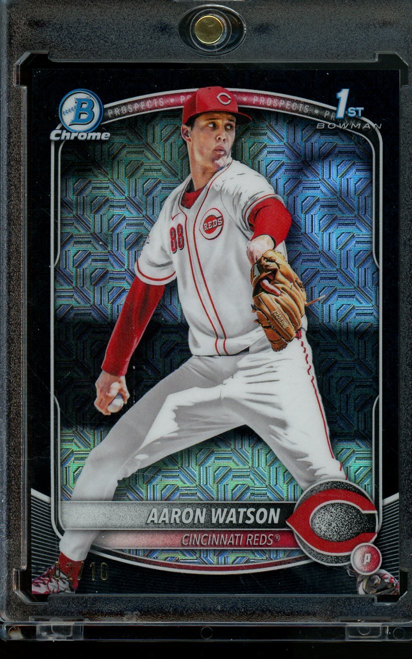 2025 Bowman Chrome Aaron Watson Black Mojo Bowman 1st /10 Reds - Trading Card Market