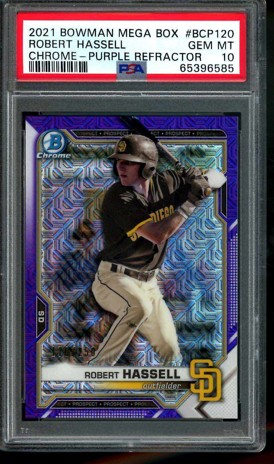 2021 Bowman Chrome Robert Hassell Purple Mojo Refractor /250 PSA 10 Padres - Trading Card Market