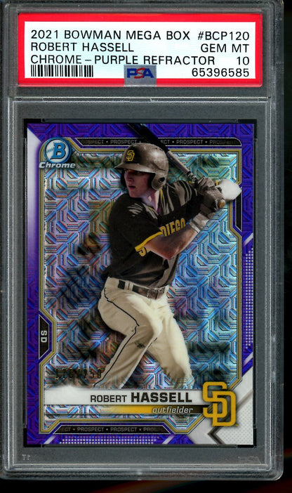 2021 Bowman Chrome Robert Hassell Purple Mojo Refractor /250 PSA 10 Padres - Trading Card Market