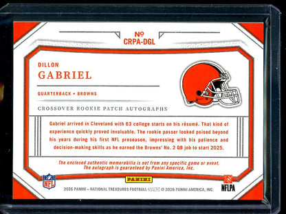 2025 Panini National Treasures Dillon Gabriel Crossover Rookie Patch Autograph /99 Browns - Trading Card Market