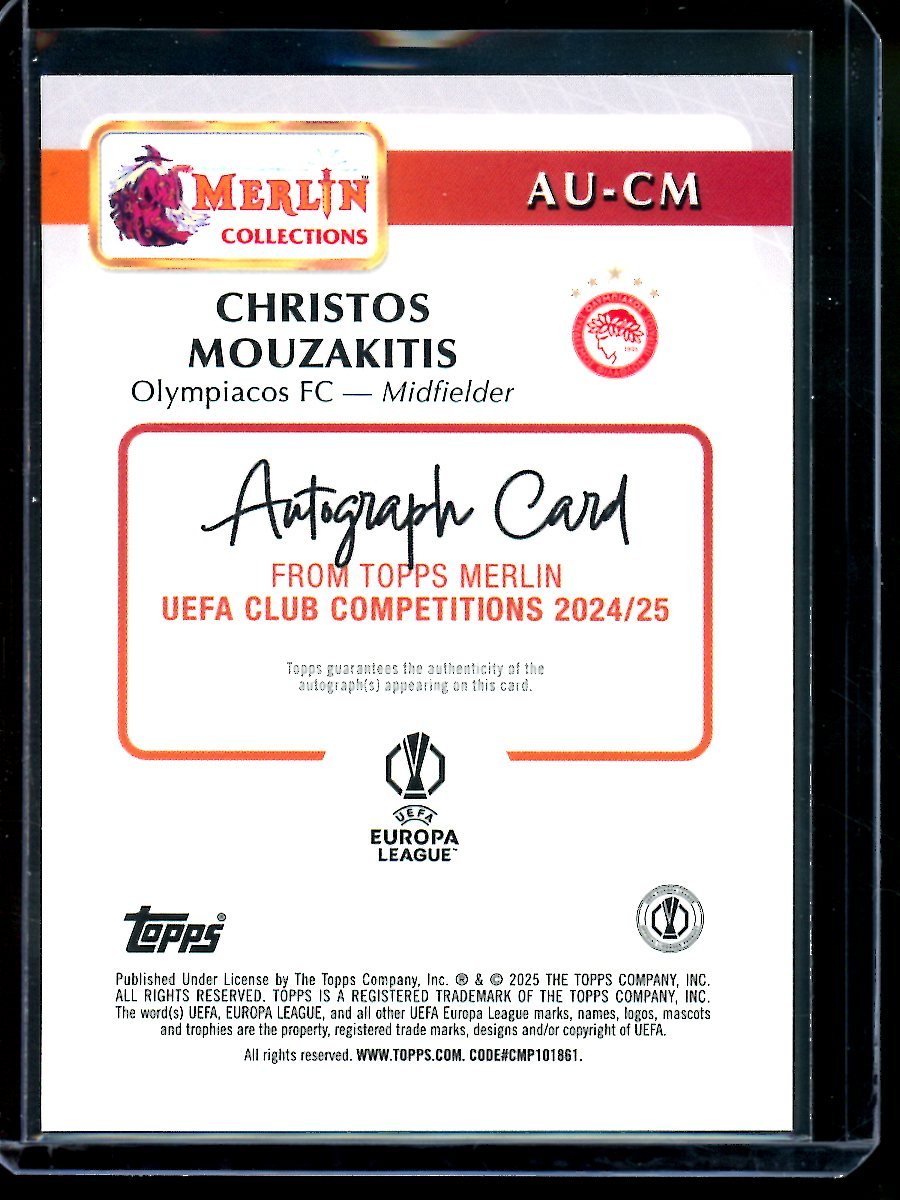 2025 Topps Merlin Christos Mouzakitis Orange Rookie Autograph /25 Olympiacos FC - Trading Card Market
