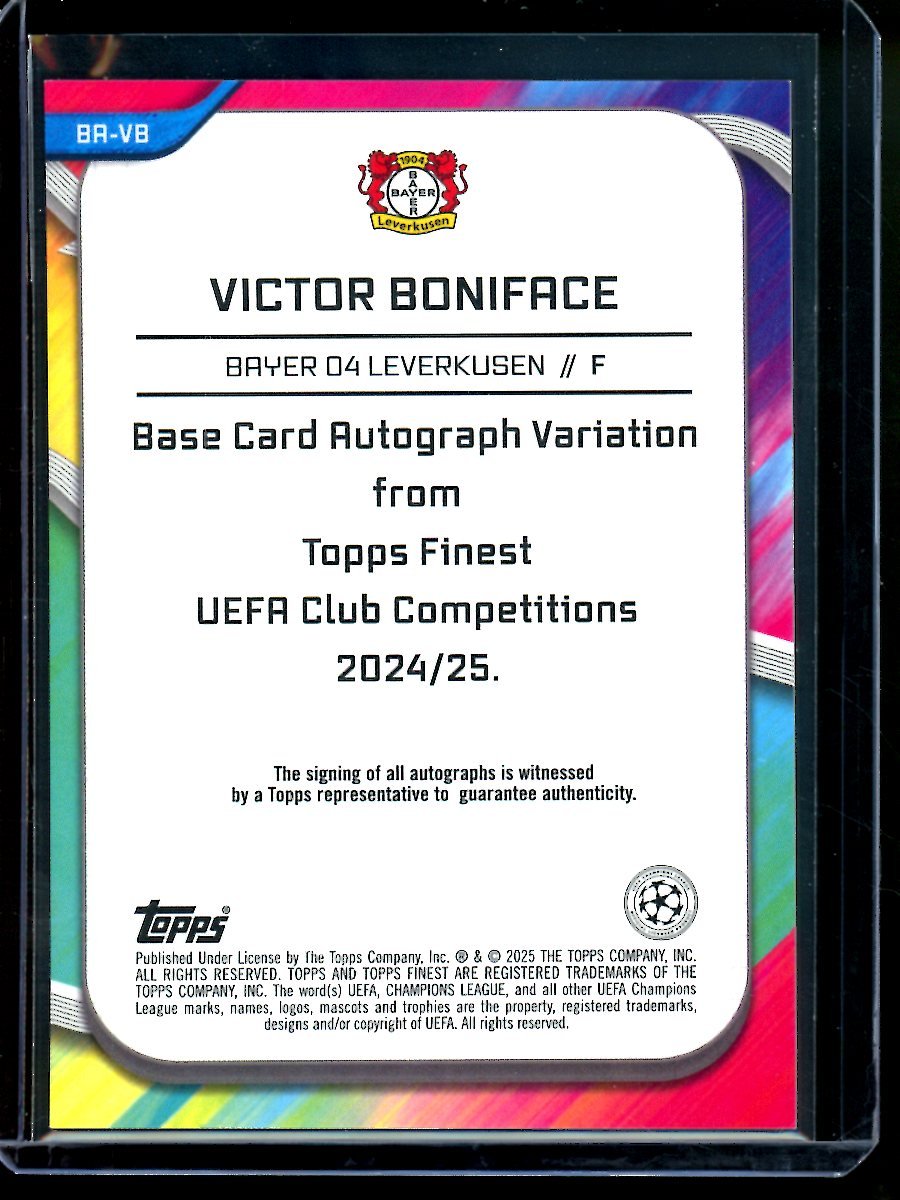 2025 Topps Finest Victor Boniface Gold Variation Autograph /50 Bayer 04 Leverkusen - Trading Card Market