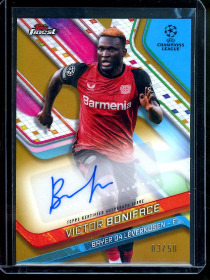 2025 Topps Finest Victor Boniface Gold Variation Autograph /50 Bayer 04 Leverkusen - Trading Card Market