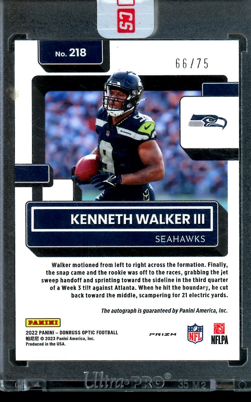 2022 Panini Optic Kenneth Walker III Red Rated Rookie Autograph /75 Seahawks / Chiefs - Trading Card Market