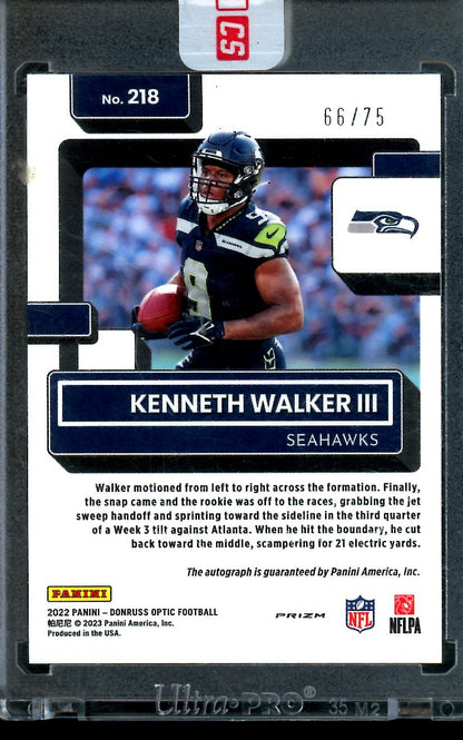 2022 Panini Optic Kenneth Walker III Red Rated Rookie Autograph /75 Seahawks / Chiefs - Trading Card Market