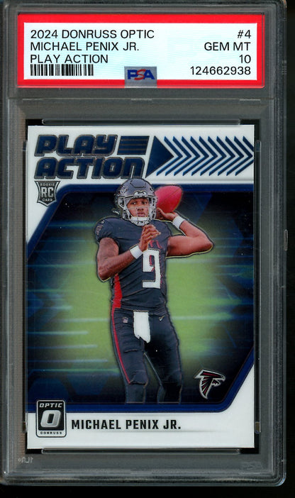 2024 Panini Optic Michael Penix Jr Play Action Rookie PSA 10 Falcons - Trading Card Market