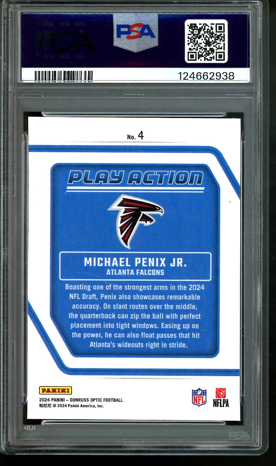 2024 Panini Optic Michael Penix Jr Play Action Rookie PSA 10 Falcons - Trading Card Market