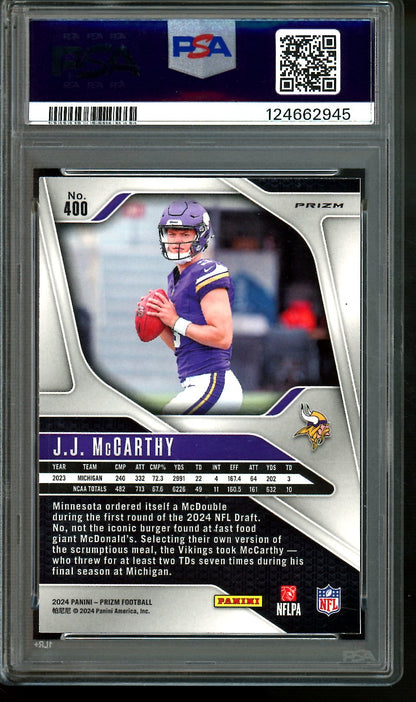 2024 Panini Prizm JJ McCarthy Silver Prizm Rookie PSA 10 Vikings - Trading Card Market