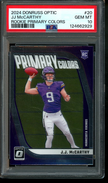 2024 Panini Optic JJ McCarthy Rookie Primary Colors PSA 10 Vikings - Trading Card Market