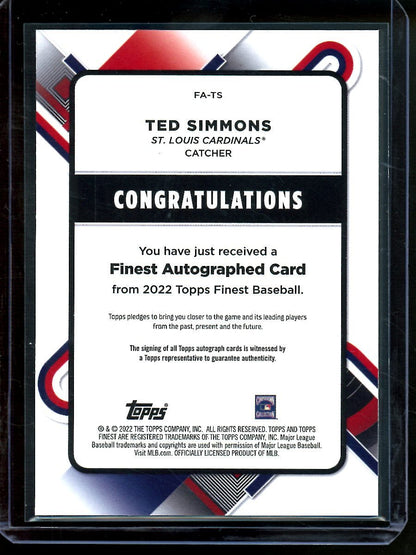 2022 Topps Finest Ted Simmons Gold Autograph /50 Cardinals - Trading Card Market
