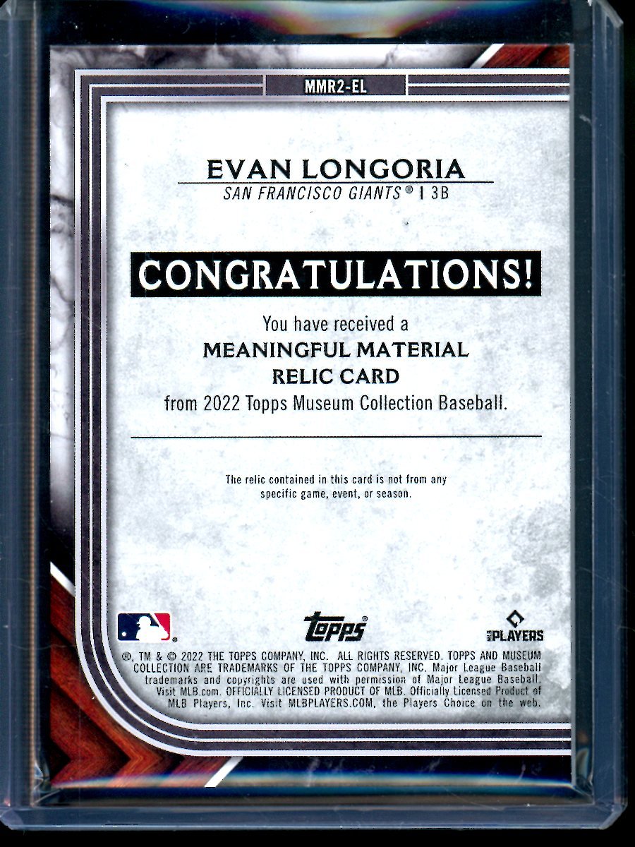 2022 Topps Museum Collection Evan Longoria Meaningful Material Relic Card /25 Giants - Trading Card Market
