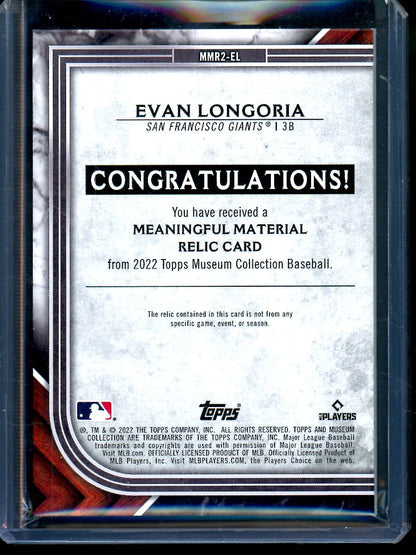 2022 Topps Museum Collection Evan Longoria Meaningful Material Relic Card /25 Giants - Trading Card Market