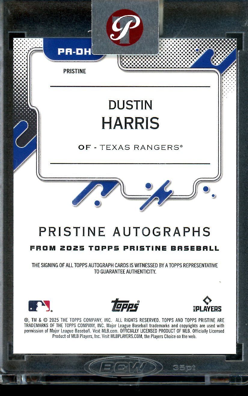 2025 Topps Pristine Dustin Harris Rookie Autograph /15 Rangers - Trading Card Market