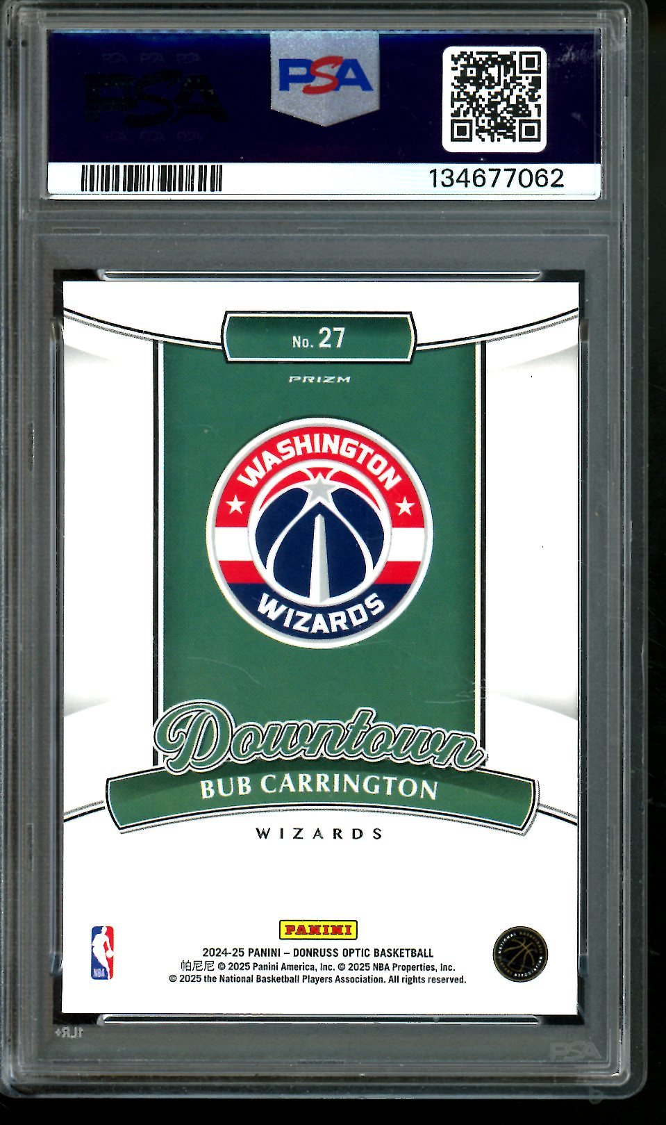 2025 Panini Optic Bub Carrington Downtown Case Hit Rookie PSA 10 Wizards - Trading Card Market