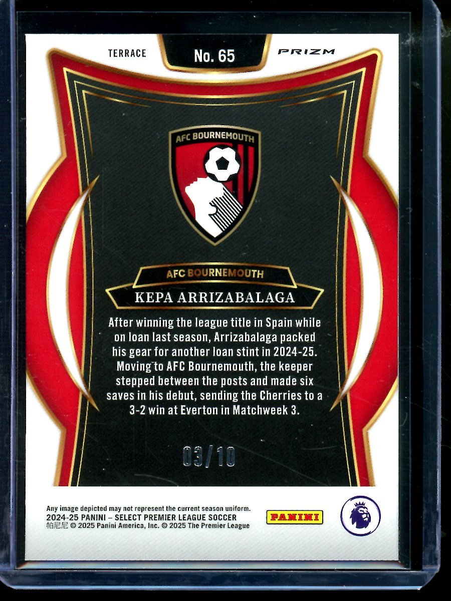 2025 Panini Select Kepa Arrizabalaga Terrace Level Gold /10 AFC Bournemouth - Trading Card Market