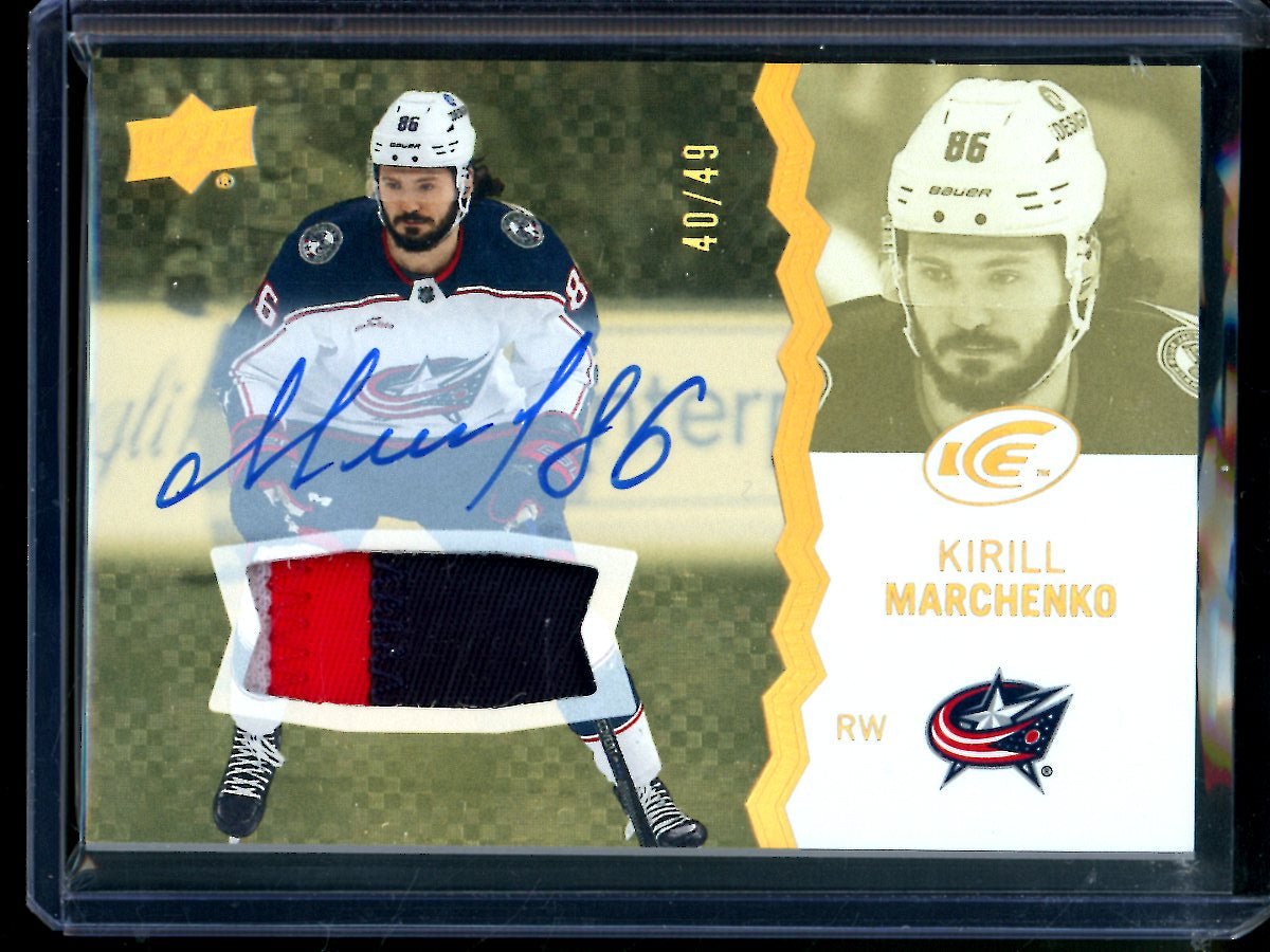 2024 Upper Deck Ice Kirill Marchenko Patch Relic Autograph /49 Stars Blue Jackets - Trading Card Market
