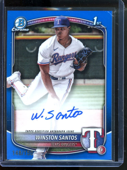 2025 Bowman Chrome Winston Santos True Blue 1st Autograph /150 Rangers - Trading Card Market
