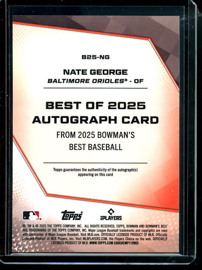 2025 Bowmans Best Nate George Autograph Orioles - Trading Card Market